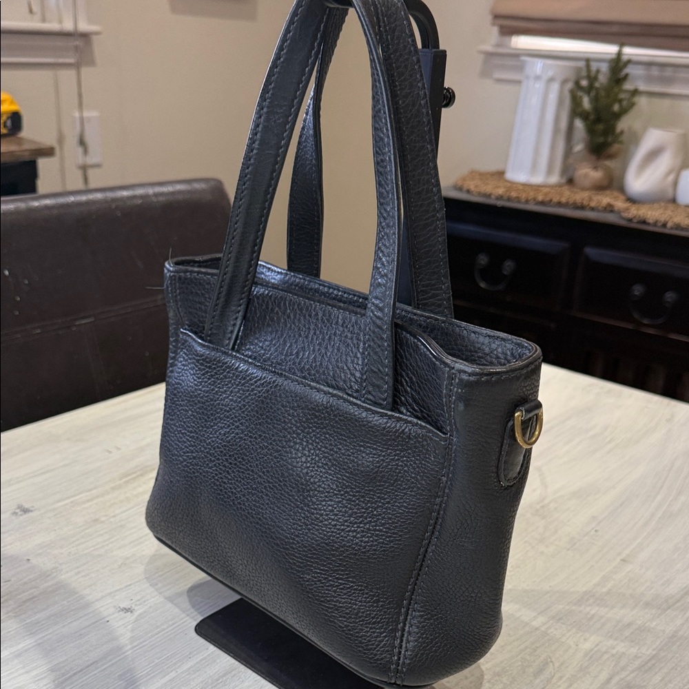 Vintage Coach Black Leather Small Shoulder Bag